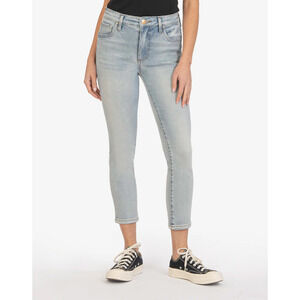 KUT from the Kloth Catherine Crop Straight Leg Jeans Light Blue Size 16